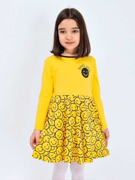 Платье трикотажное для девочки SP7964 - желтый  (Н)