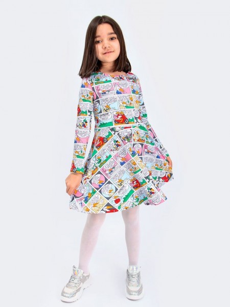 Платье трикотажное для девочки SP5915-26 - комбинированный  (Н)