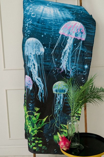 Полотенце пляжное Медузы - темно-синий  (Н)