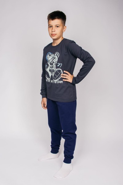 Пижама для мальчика 92214 - темно-серый-т.синий  (Н)