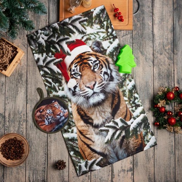 Набор подарочный Tiger кухонное полотенце, прихватка, силиконовая форма 7104591 - 7